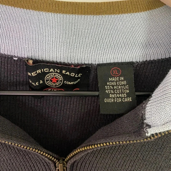 American Eagle Men’s 90s 1/4 zip olive navy size XL grunge - Picture 2 of 7